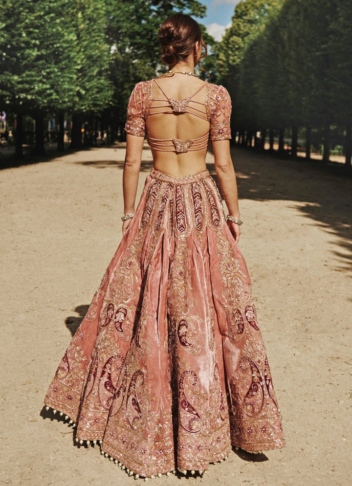 Lilac Embroidered Bridal Velvet Lehenga Set Jigar and Nikita - Fabilicious Fashion
