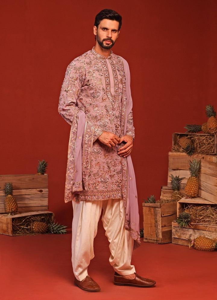 Lilac Embroidered Kurta Patiala Pant Set Kalpraag - Fabilicious Fashion