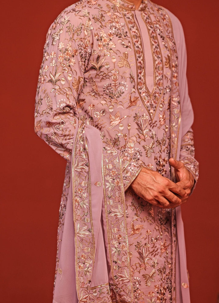 Lilac Embroidered Kurta Patiala Pant Set Kalpraag - Fabilicious Fashion