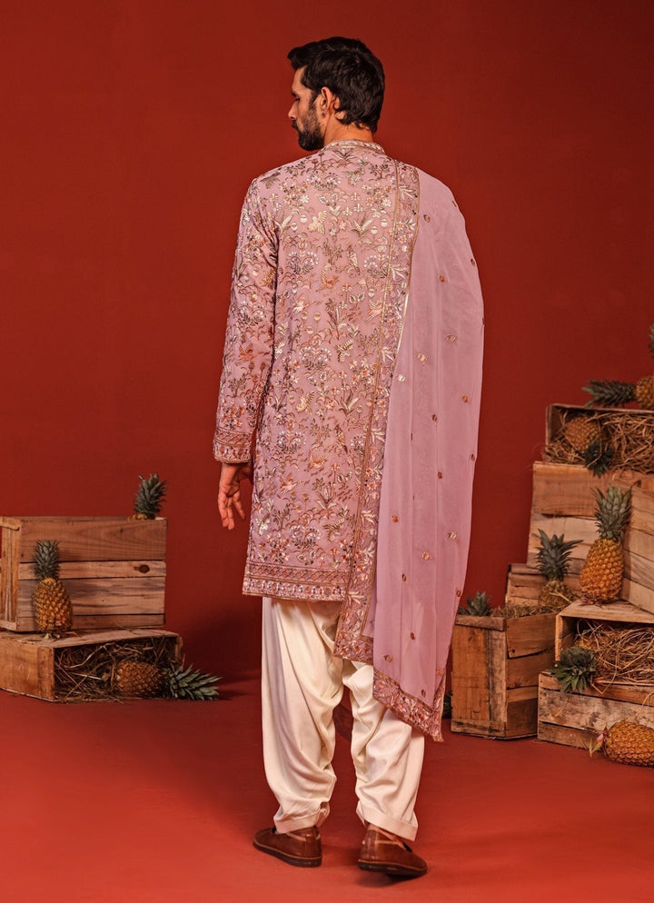Lilac Embroidered Kurta Patiala Pant Set Kalpraag - Fabilicious Fashion