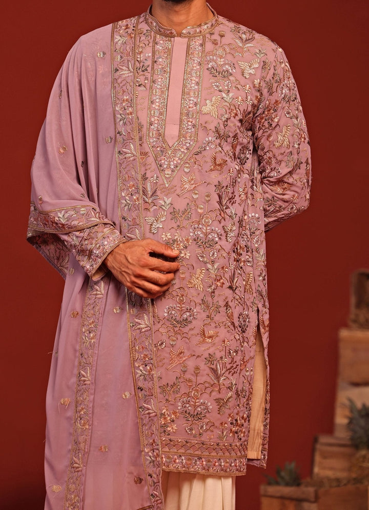 Lilac Embroidered Kurta Patiala Pant Set Kalpraag - Fabilicious Fashion