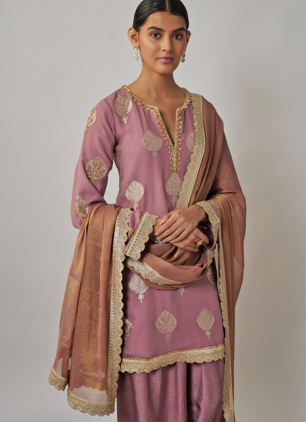 Lilac Embroidered Kurta Salwar Set Renee Label - Fabilicious Fashion