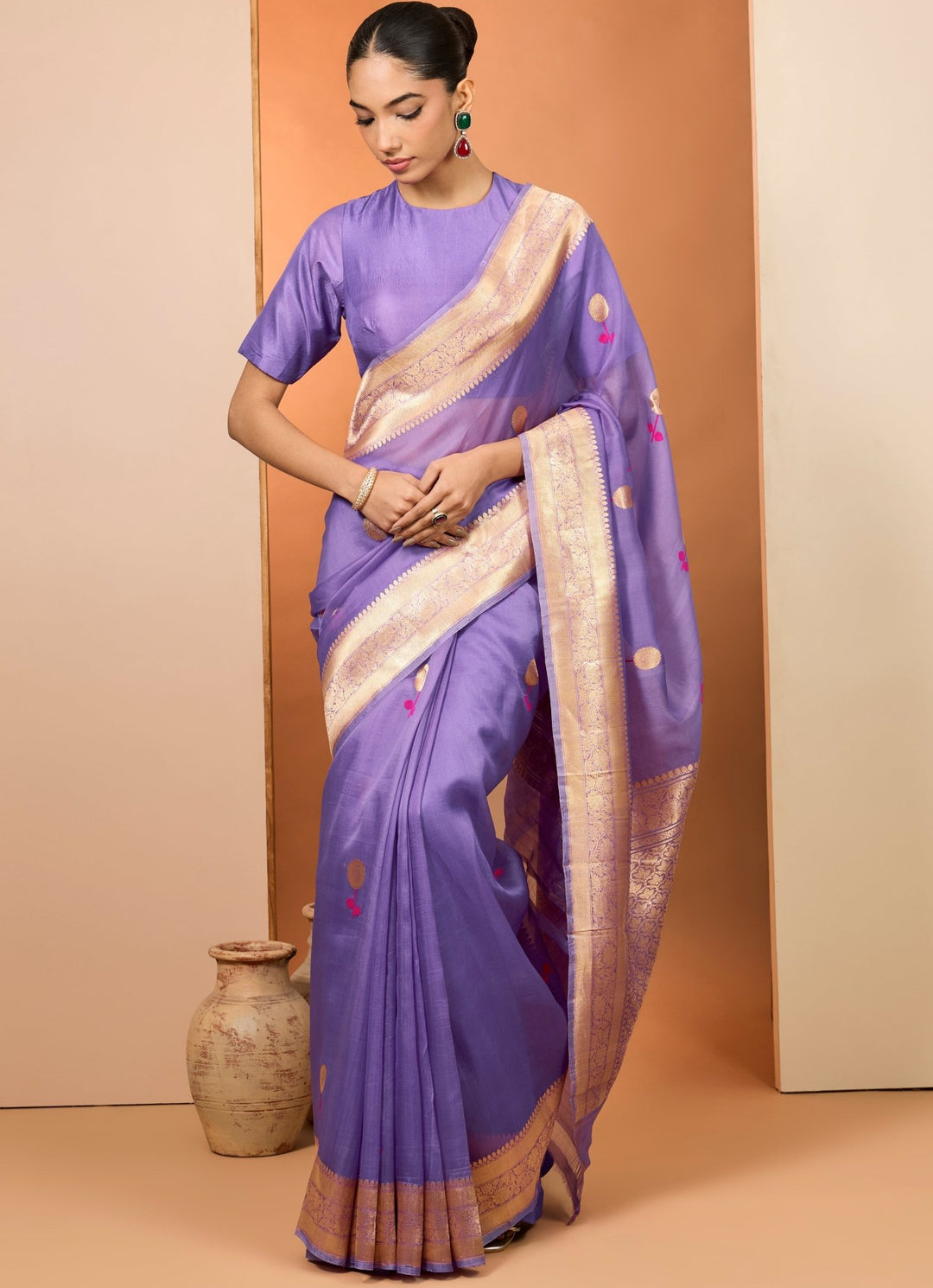 Lilac Embroidered Organza Saree Set Neha Khullar - Fabilicious Fashion