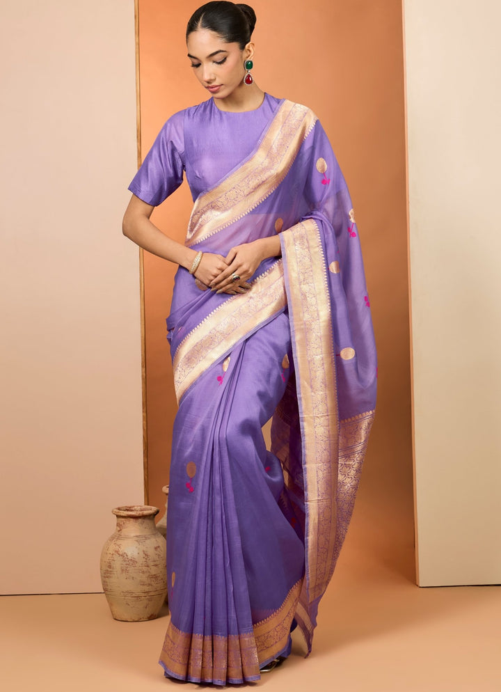 Lilac Embroidered Organza Saree Set Neha Khullar - Fabilicious Fashion