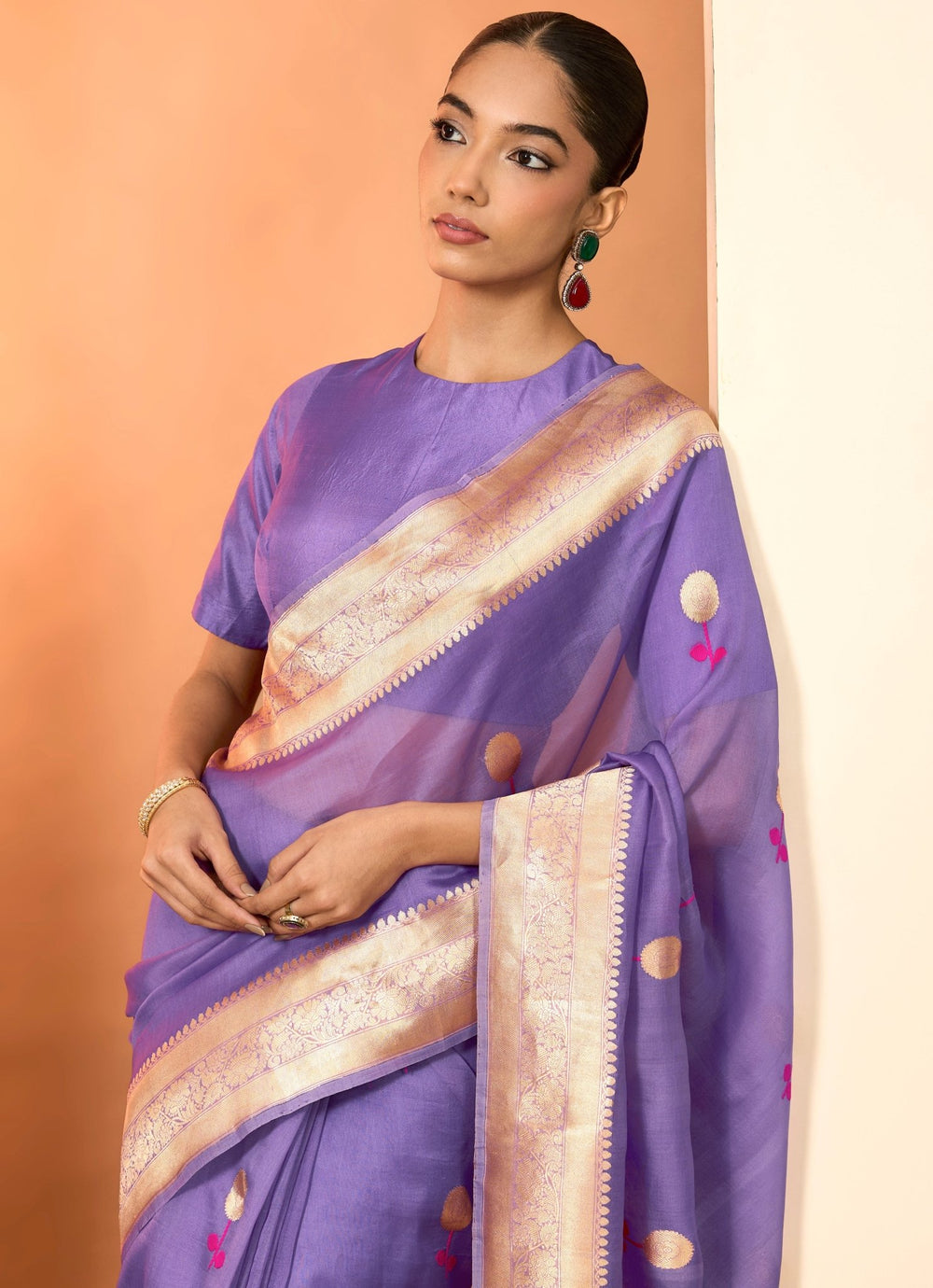 Lilac Embroidered Organza Saree Set Neha Khullar - Fabilicious Fashion