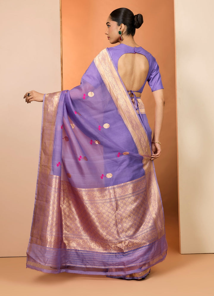 Lilac Embroidered Organza Saree Set Neha Khullar - Fabilicious Fashion