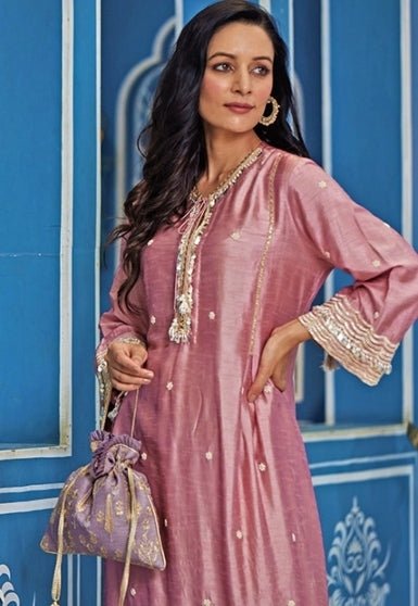 Lilac Embroidered Potli AMYRA - Fabilicious Fashion