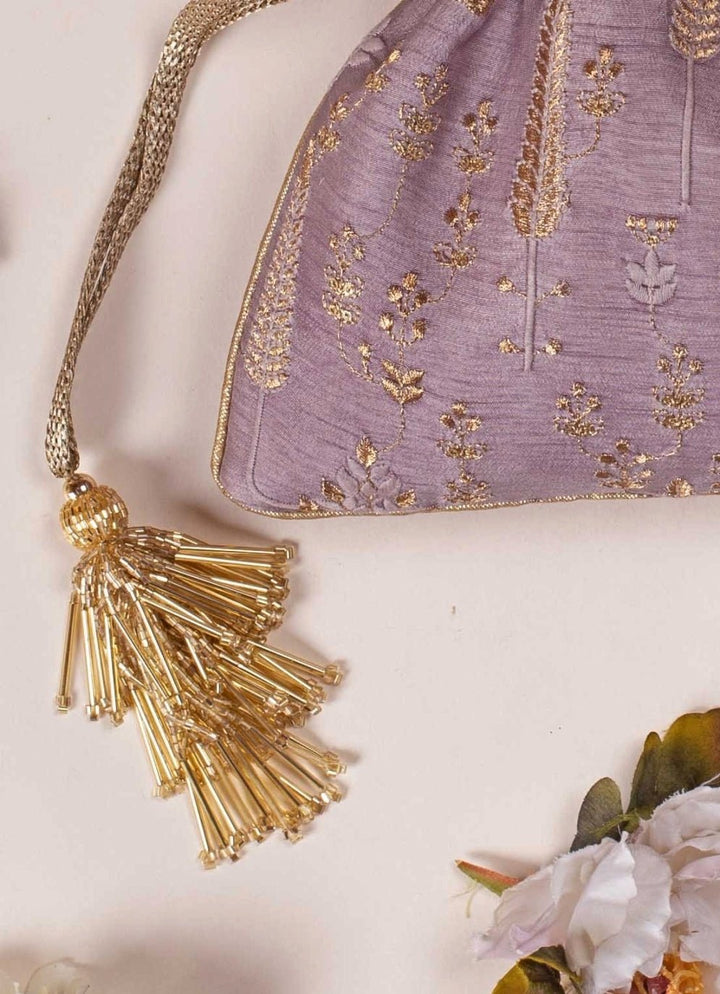 Lilac Embroidered Potli AMYRA - Fabilicious Fashion