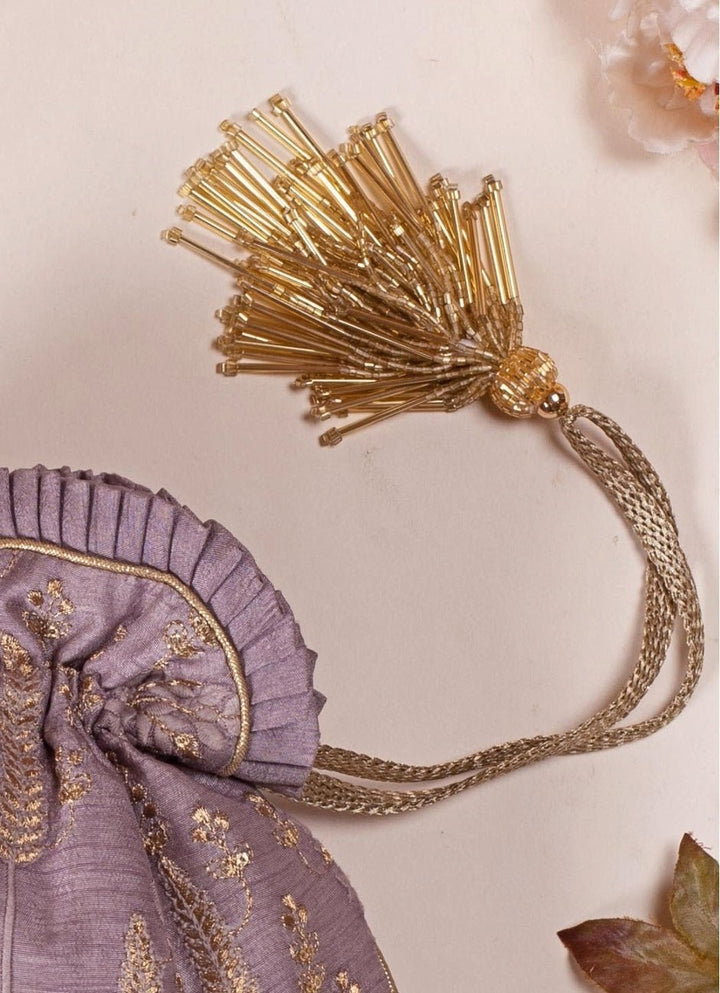 Lilac Embroidered Potli AMYRA - Fabilicious Fashion