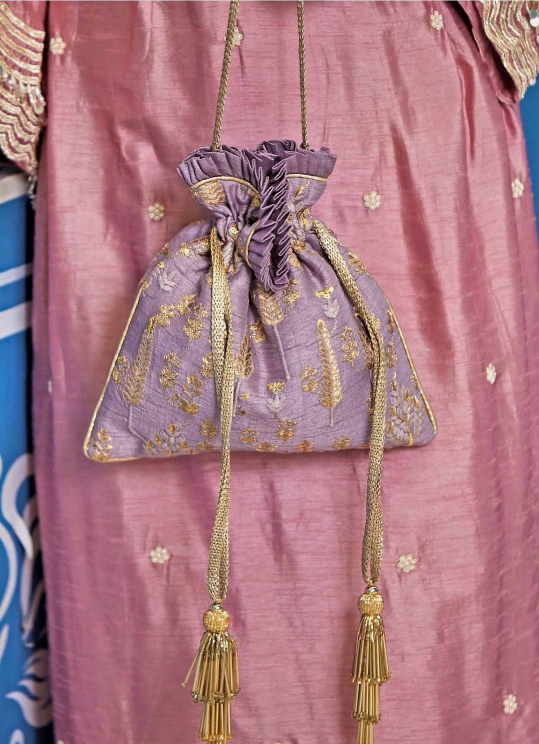 Lilac Embroidered Potli AMYRA - Fabilicious Fashion