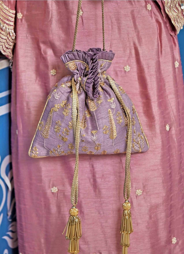 Lilac Embroidered Potli AMYRA - Fabilicious Fashion