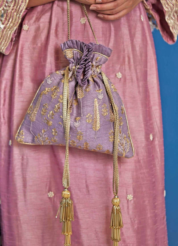 Lilac Embroidered Potli AMYRA - Fabilicious Fashion