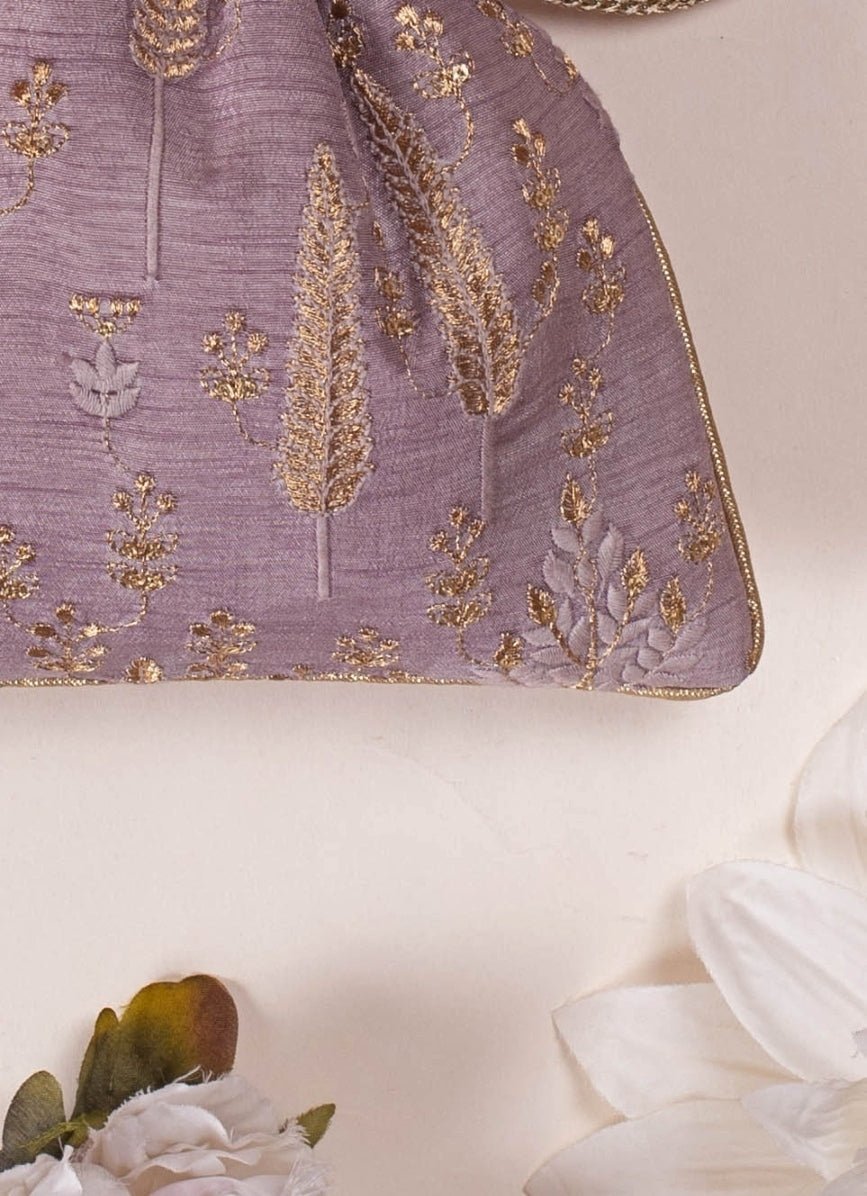 Lilac Embroidered Potli AMYRA - Fabilicious Fashion