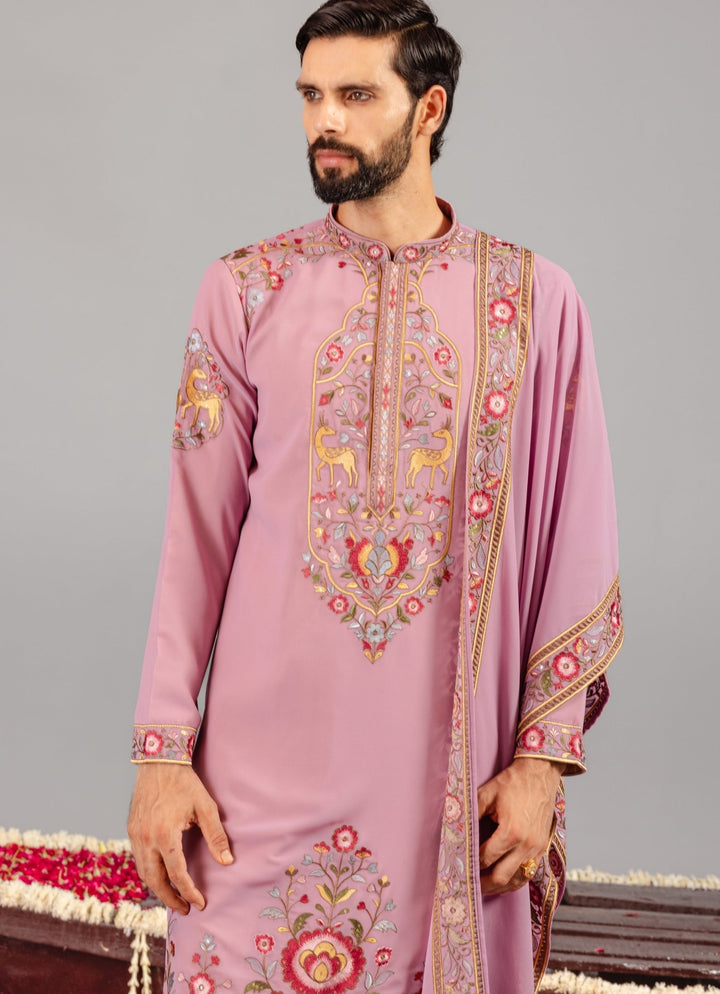 Lilac Georgette Kurta Pant Set Kalpraag - Fabilicious Fashion