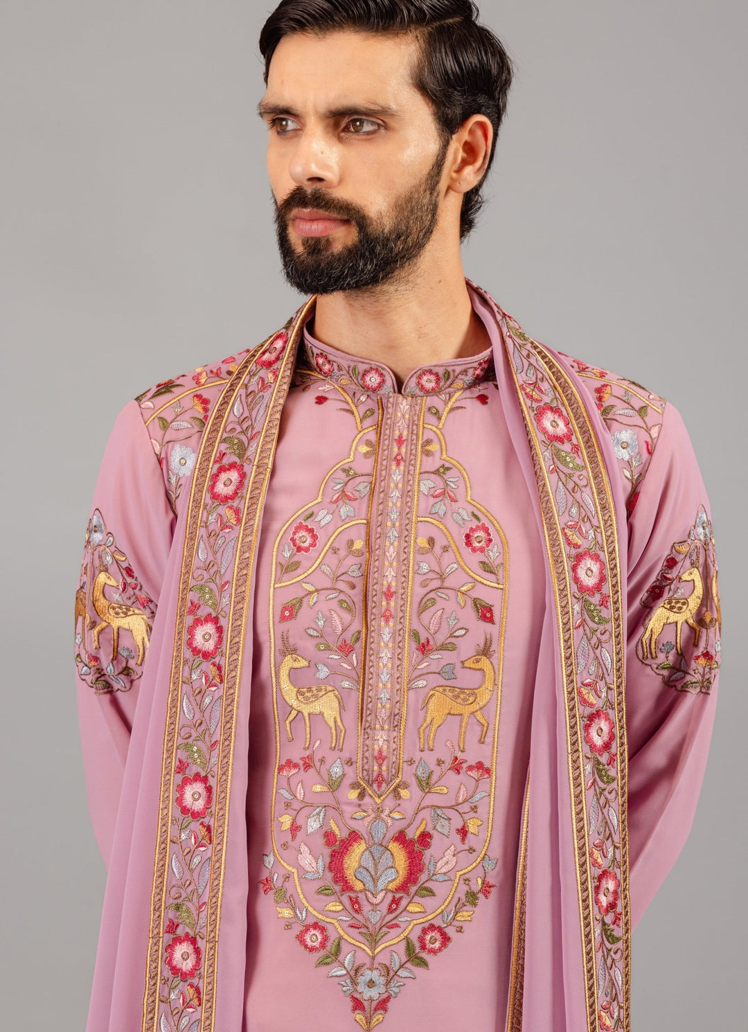 Lilac Georgette Kurta Pant Set Kalpraag - Fabilicious Fashion