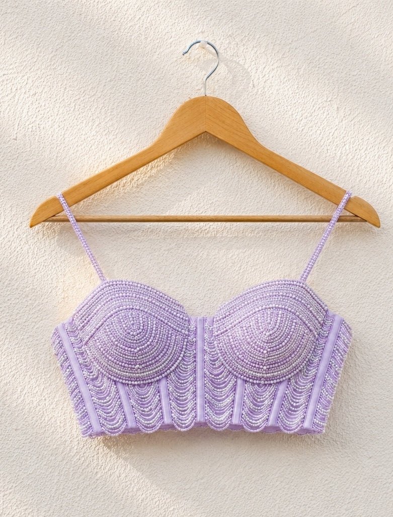 Lilac Georgette Sharara With Pearl Blouse Anisha Shetty - Fabilicious Fashion