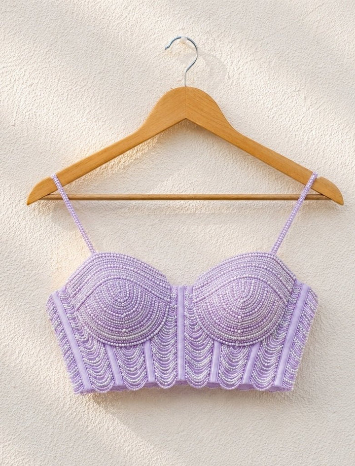 Lilac Georgette Sharara With Pearl Blouse Anisha Shetty - Fabilicious Fashion