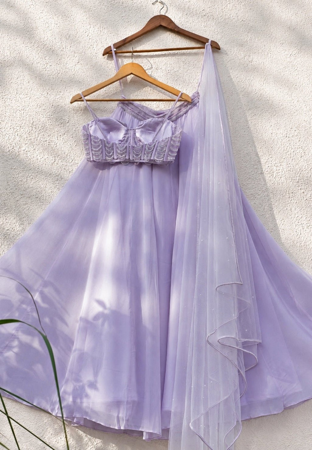 Lilac Georgette Sharara With Pearl Blouse Anisha Shetty - Fabilicious Fashion