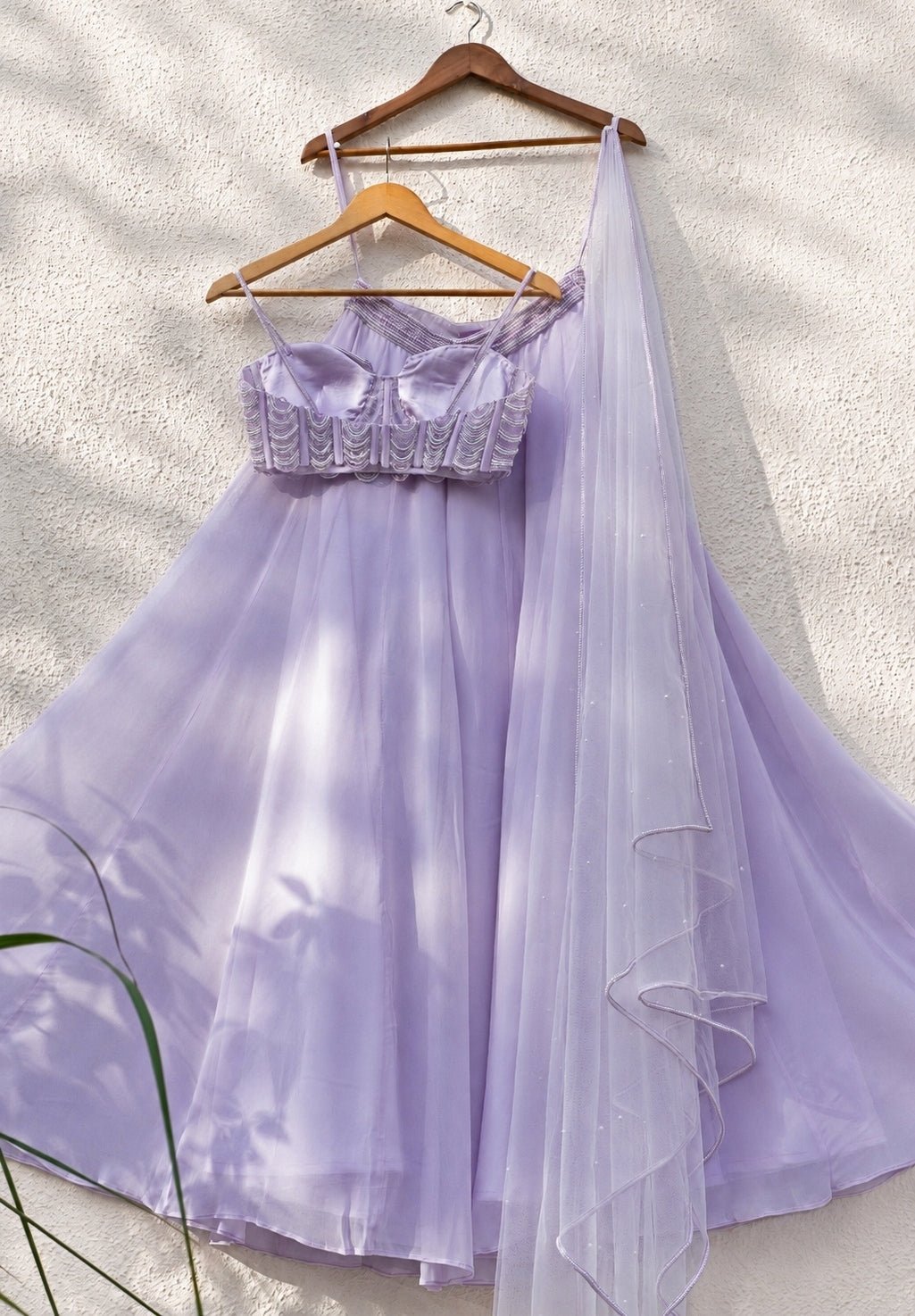 Lilac Georgette Sharara With Pearl Blouse Anisha Shetty - Fabilicious Fashion