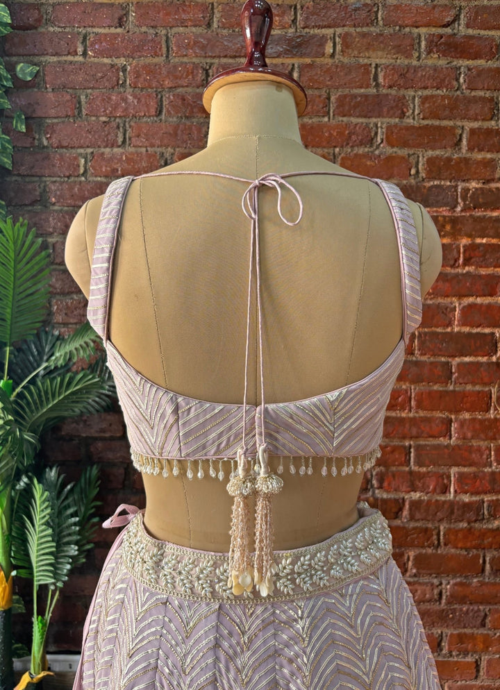 Lilac Gota Embroidered Georgette Lehenga Set Priti Sahni - Fabilicious Fashion