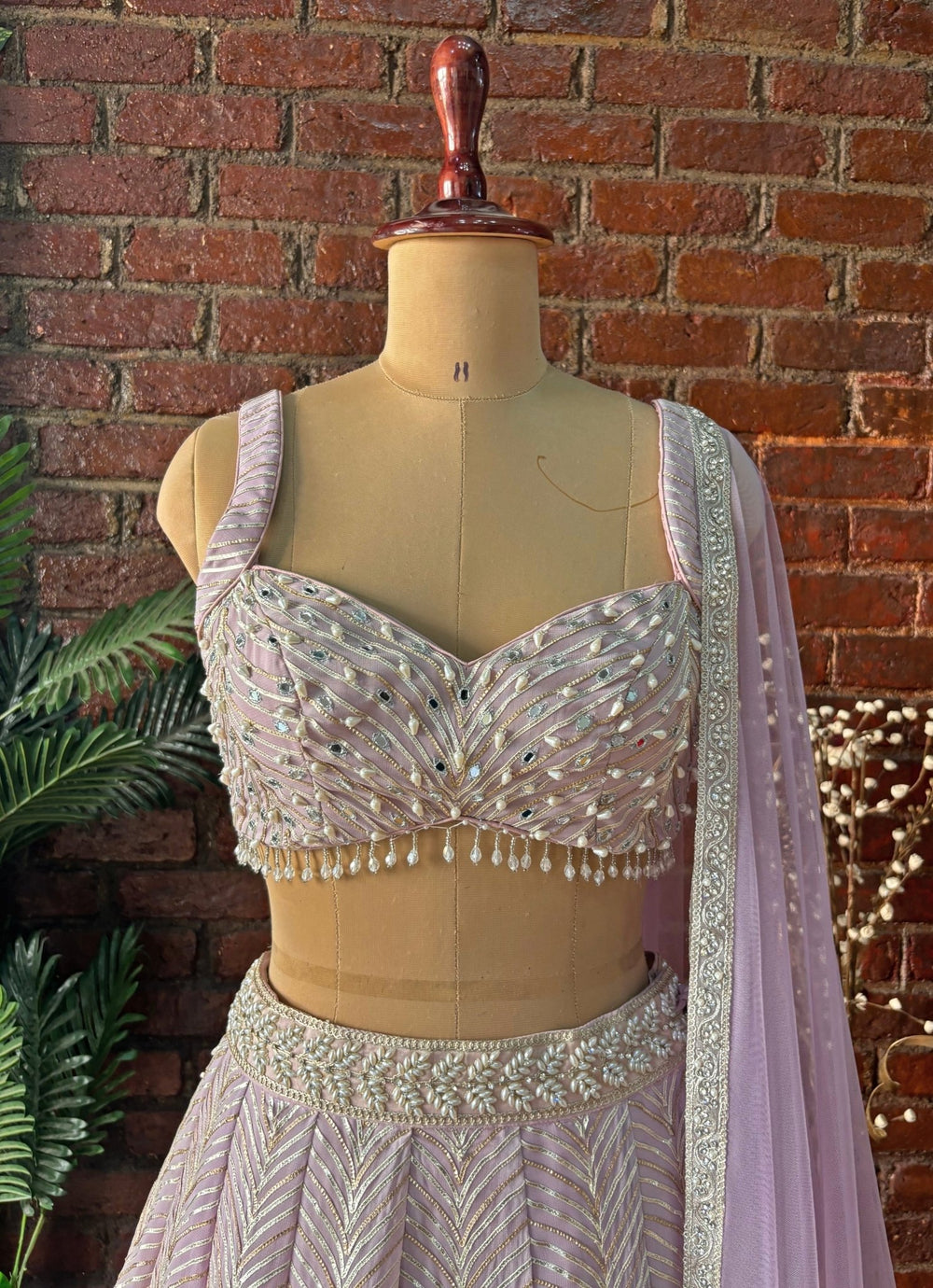 Lilac Gota Embroidered Georgette Lehenga Set Priti Sahni - Fabilicious Fashion