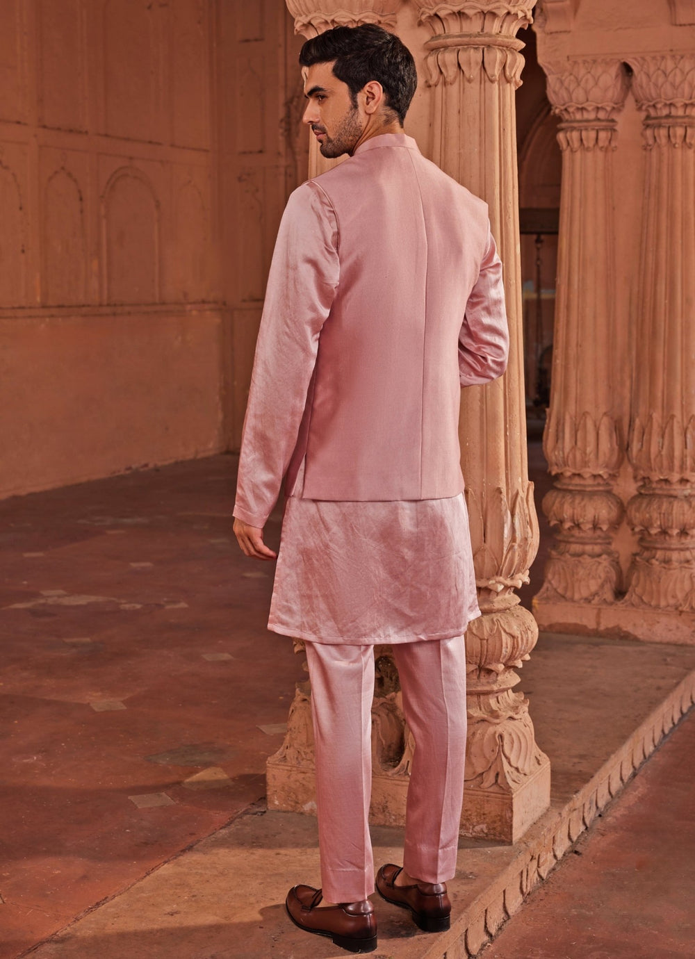 Lilac Hand - Painted And Embroidered Nehru Jacket Set Contrast By Parth - Fabilicious Fashion