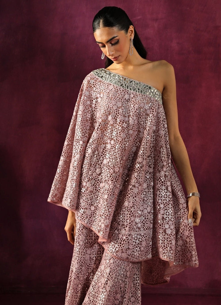 Twenty Nine Lilac Lace Mirrorwork Top And Palazzo SetFabilicious Fashion