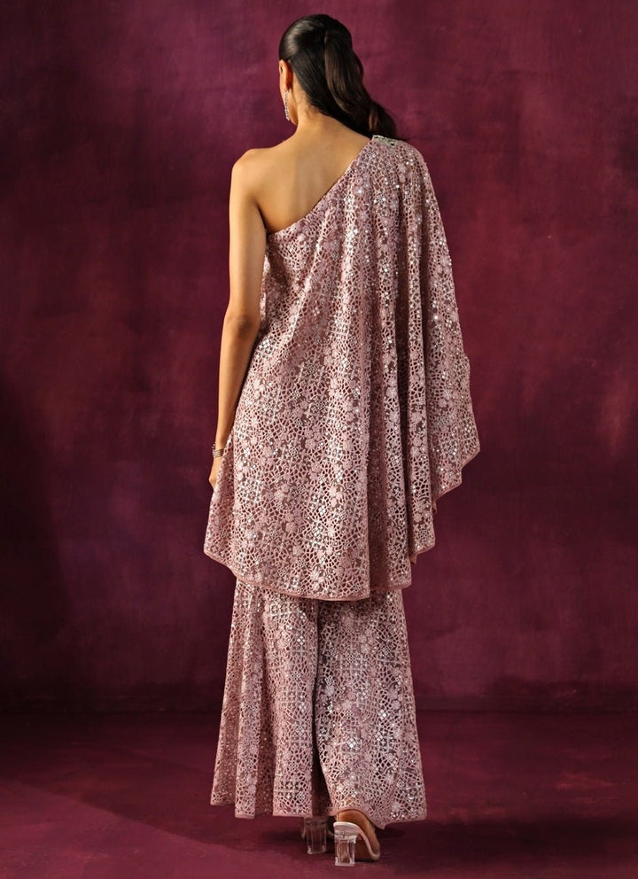 Twenty Nine Lilac Lace Mirrorwork Top And Palazzo SetFabilicious Fashion