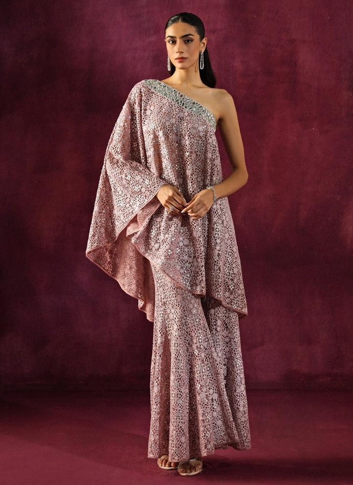 Twenty Nine Lilac Lace Mirrorwork Top And Palazzo SetFabilicious Fashion