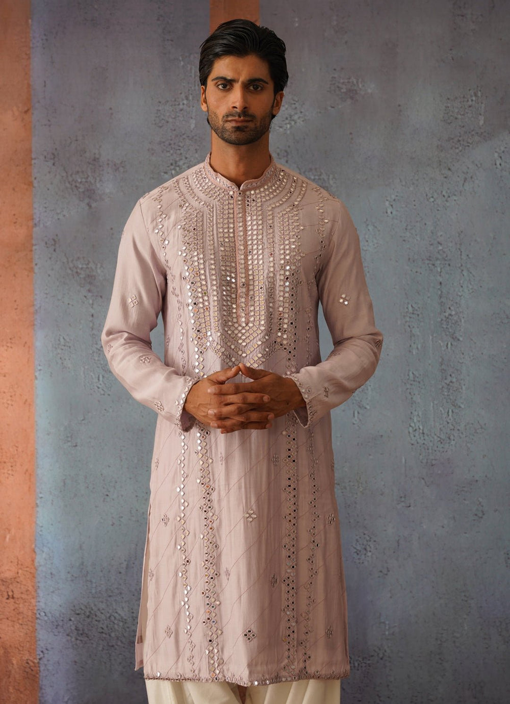 Lilac Mirror Embroidered Kurta Set Kalpraag - Fabilicious Fashion