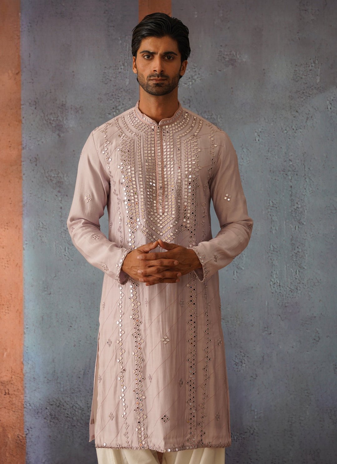 Lilac Mirror Embroidered Kurta Set Kalpraag - Fabilicious Fashion