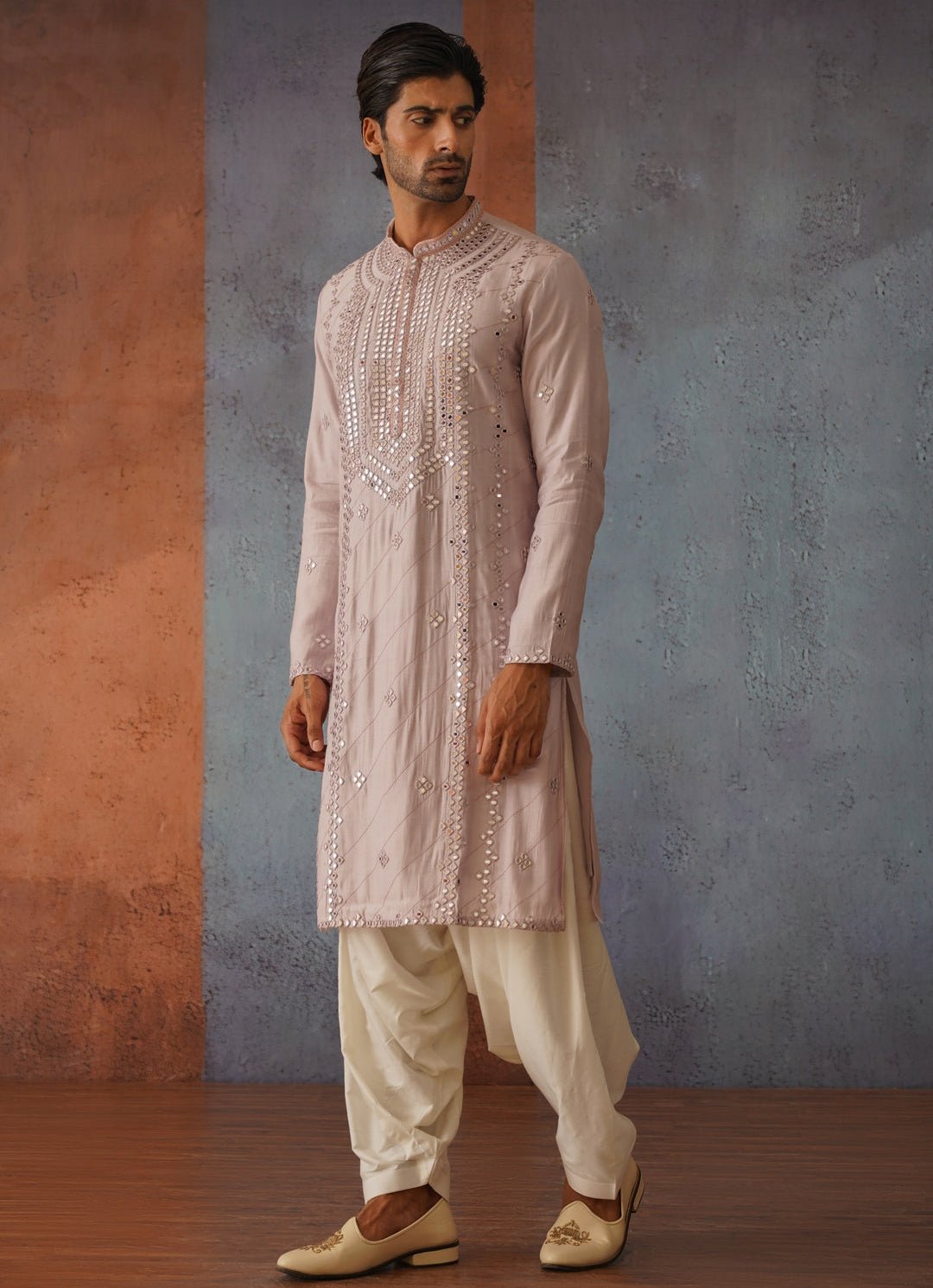 Lilac Mirror Embroidered Kurta Set Kalpraag - Fabilicious Fashion