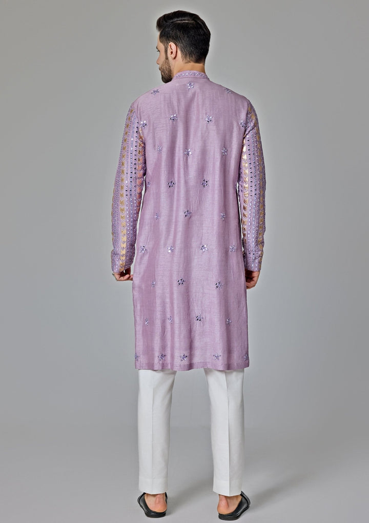 Lilac Mirror Embroidery Kurta Set Chatenya Mittal - Fabilicious Fashion