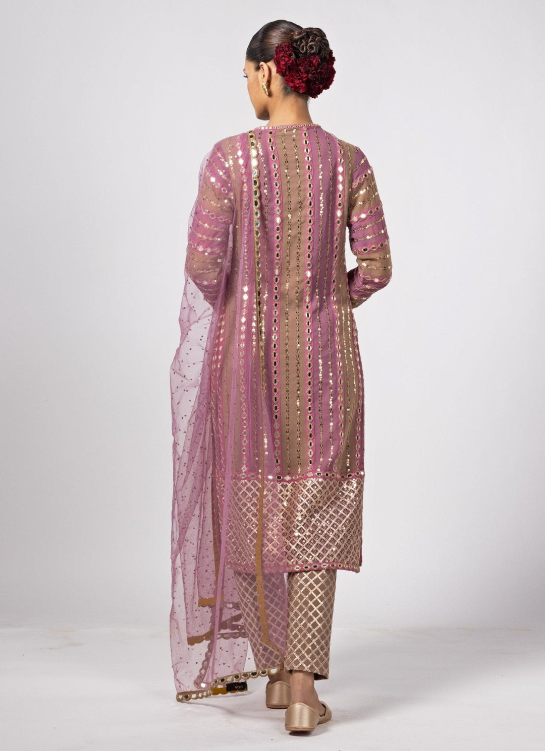 Lilac Multicolour Embroidered Kurta Pants Set Vvani by Vani Vats - Fabilicious Fashion
