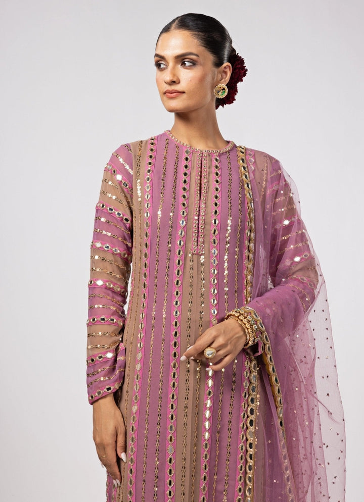 Lilac Multicolour Embroidered Kurta Pants Set Vvani by Vani Vats - Fabilicious Fashion