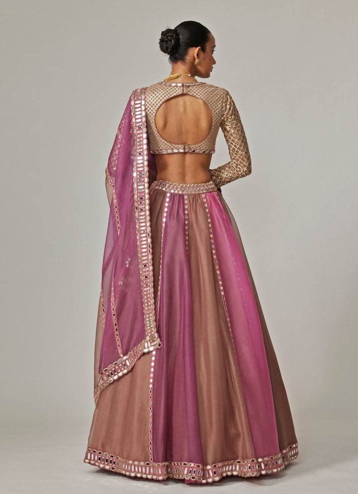 Lilac Multicolour Embroidered Lehenga Set With V Neck Blouse Vvani by Vani Vats - Fabilicious Fashion