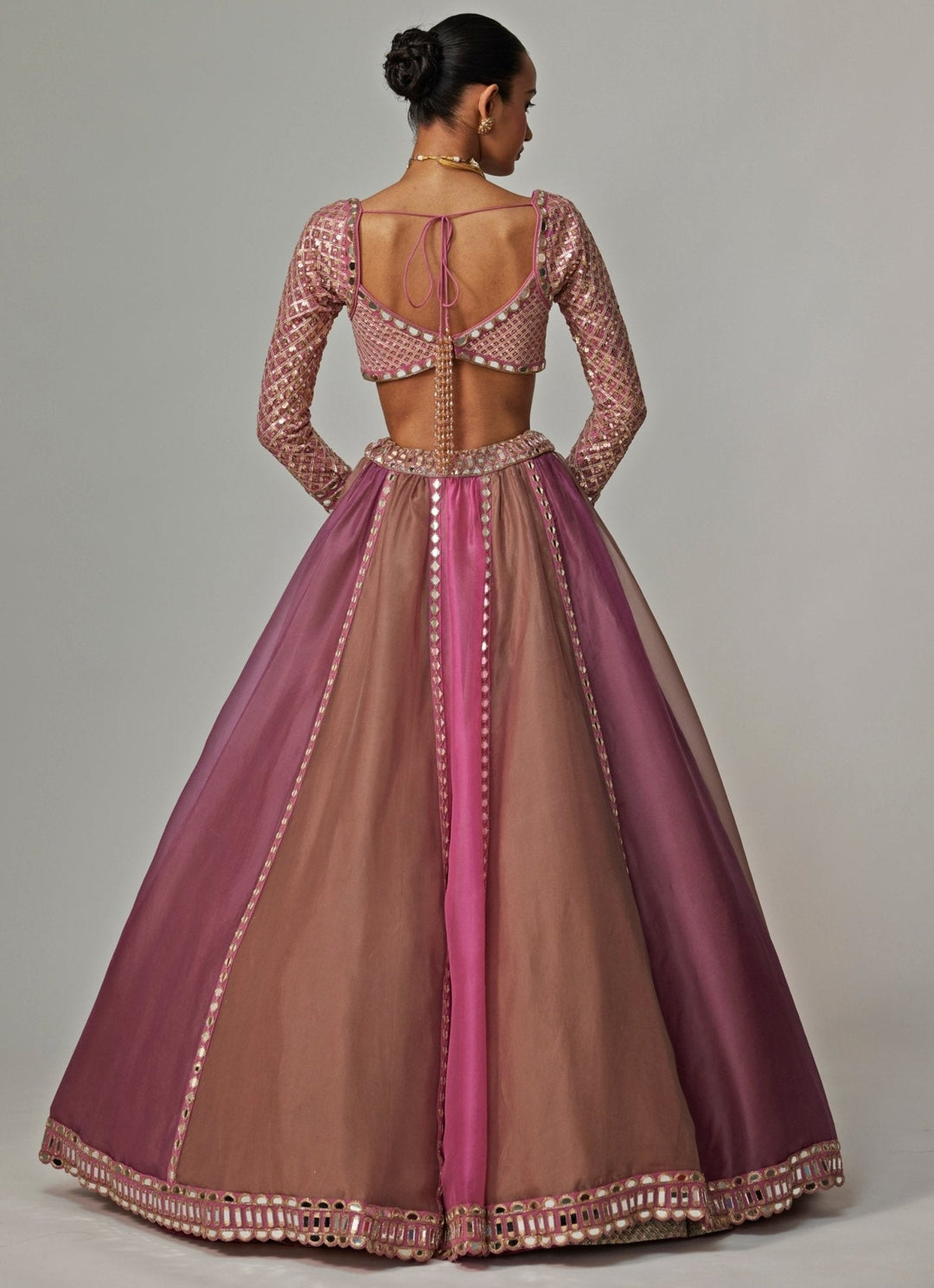 Lilac Multicolour Embroidered Lehenga With Full Sleeve Blouse Vvani by Vani Vats - Fabilicious Fashion