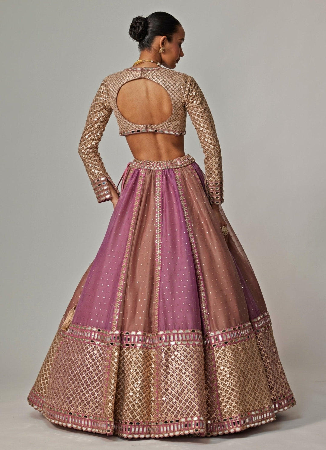 Lilac Multicolour Sequins Embroidered Lehenga Set Vvani by Vani Vats - Fabilicious Fashion