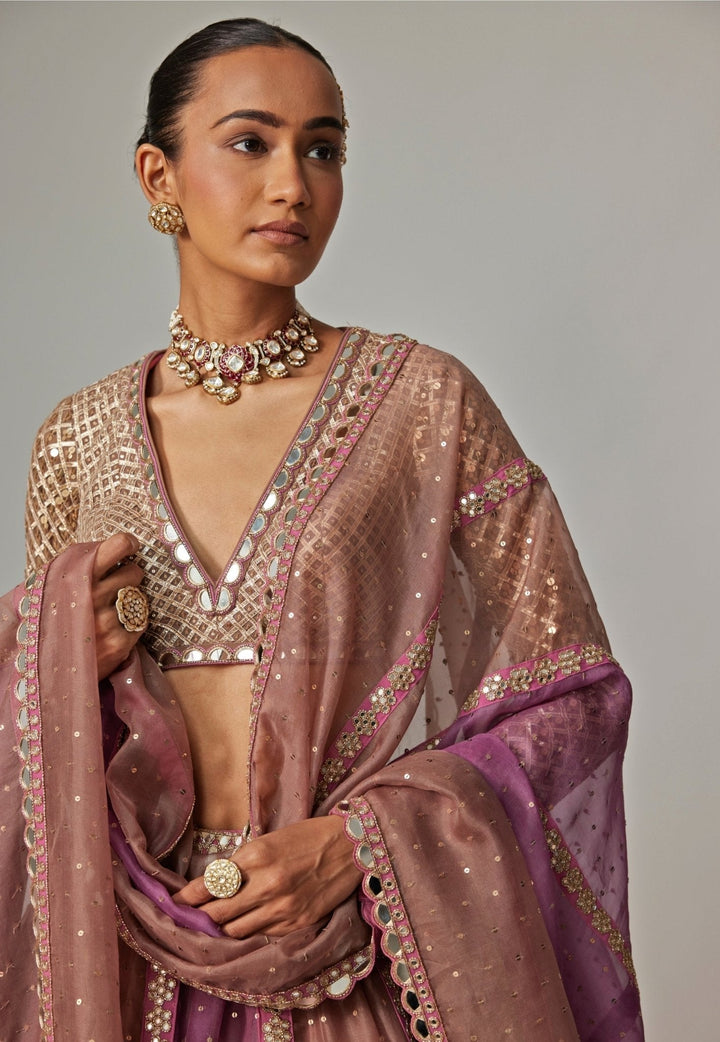 Lilac Multicolour Sequins Embroidered Lehenga Set Vvani by Vani Vats - Fabilicious Fashion