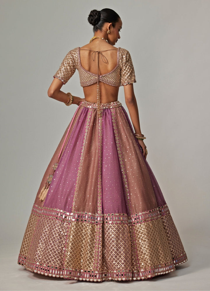 Lilac Multicolour Sequins Embroidered Lehenga Set Vvani by Vani Vats - Fabilicious Fashion