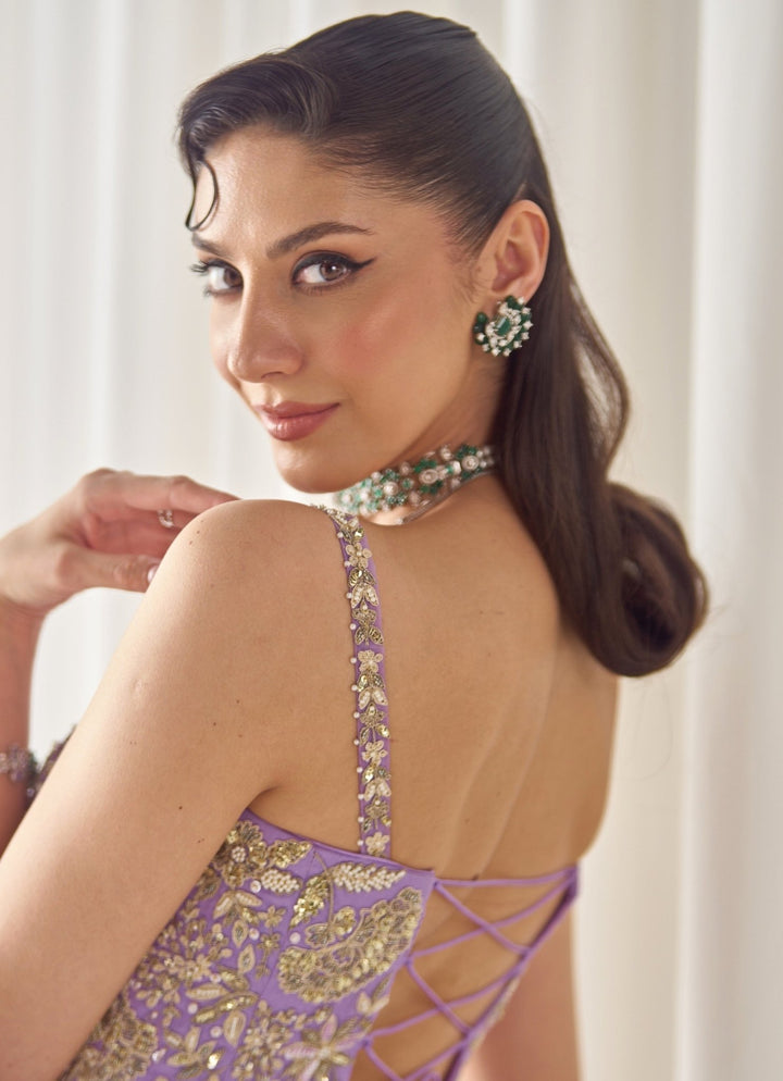 Sanya Gulati Lilac Organza Corset Top and Pants SetFabilicious Fashion