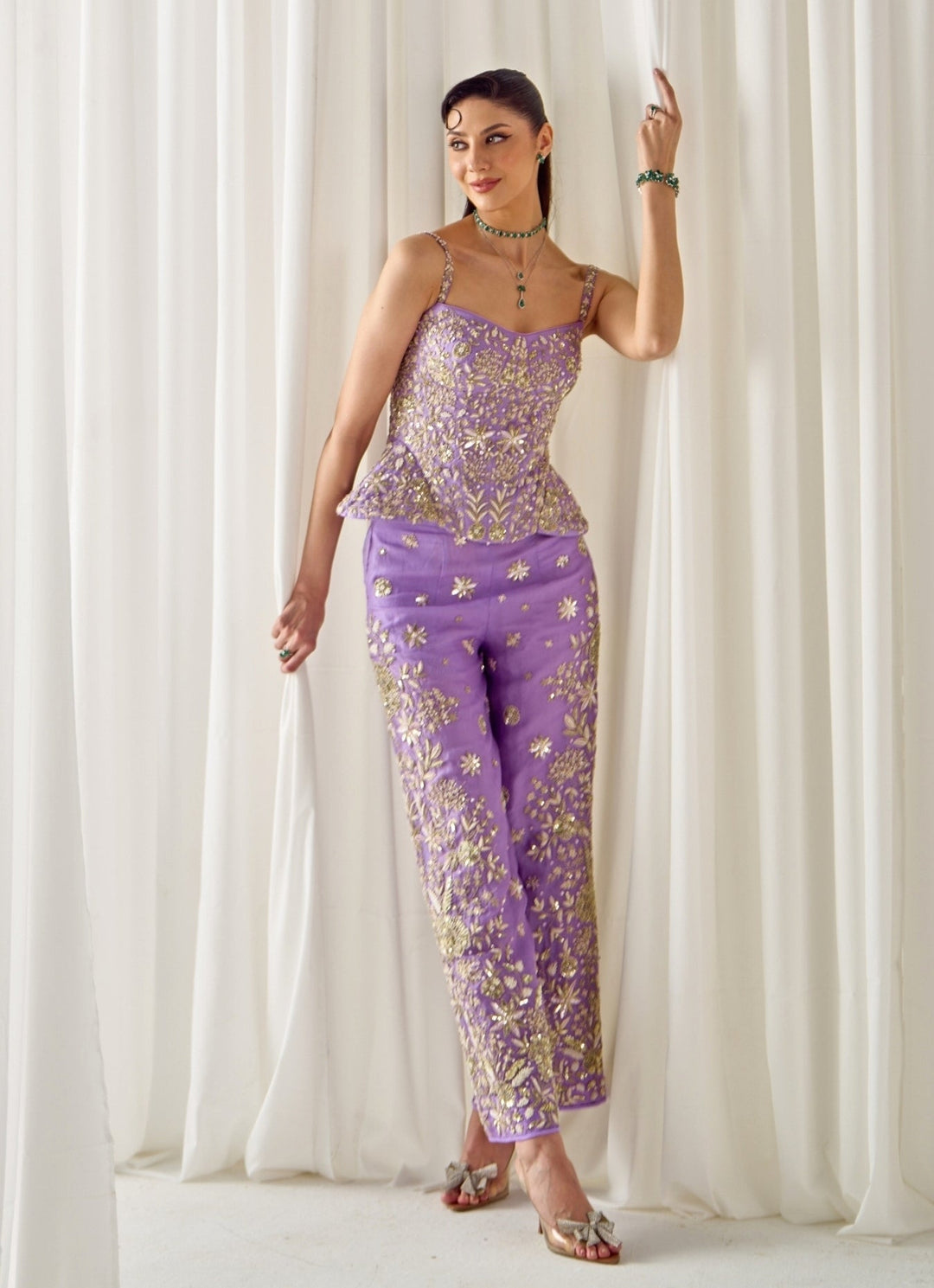 Sanya Gulati Lilac Organza Corset Top and Pants SetFabilicious Fashion
