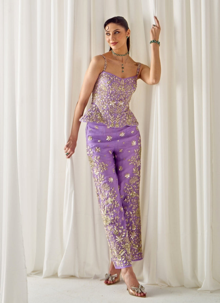 Sanya Gulati Lilac Organza Corset Top and Pants SetFabilicious Fashion