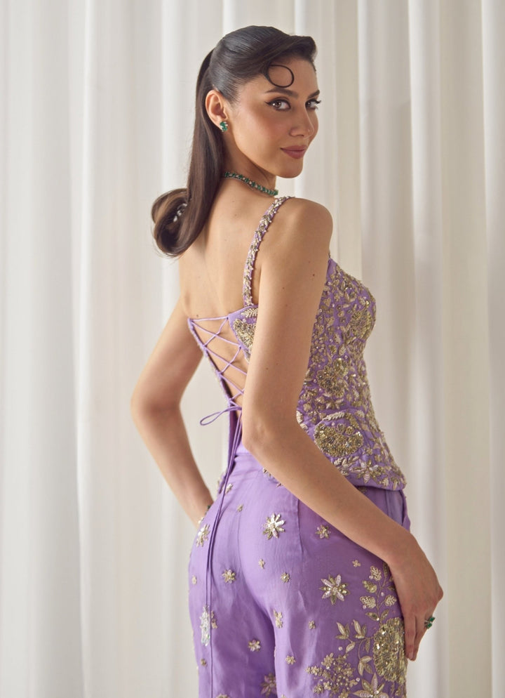 Sanya Gulati Lilac Organza Corset Top and Pants SetFabilicious Fashion