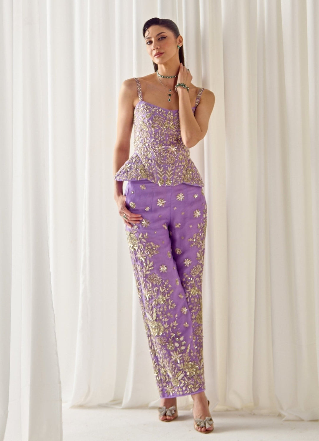 Sanya Gulati Lilac Organza Corset Top and Pants SetFabilicious Fashion