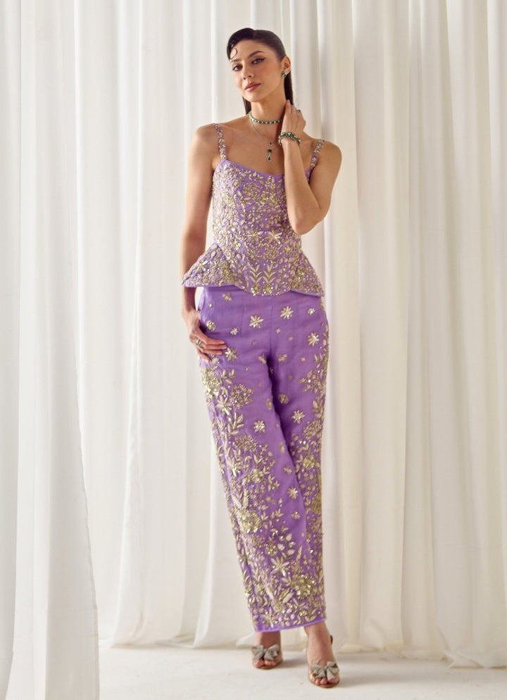 Sanya Gulati Lilac Organza Corset Top and Pants SetFabilicious Fashion