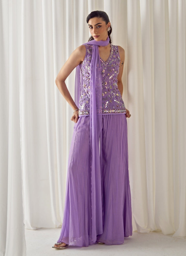 Sanya Gulati Lilac Organza Kurta Pants SetFabilicious Fashion