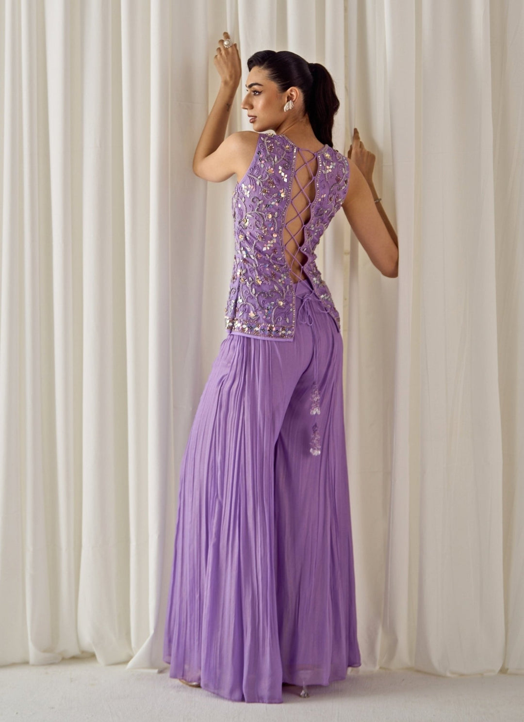Sanya Gulati Lilac Organza Kurta Pants SetFabilicious Fashion