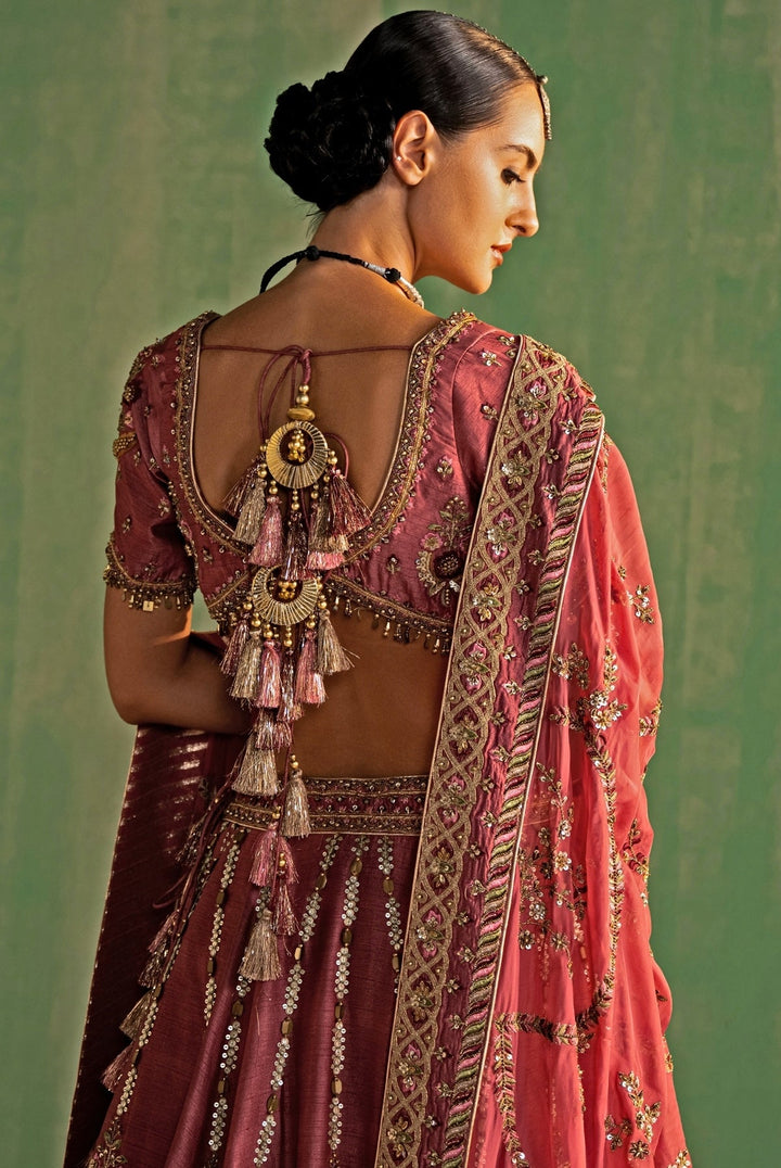Lilac Pink Embroidered Silk Lehenga Set Studio Bagechaa - Fabilicious Fashion