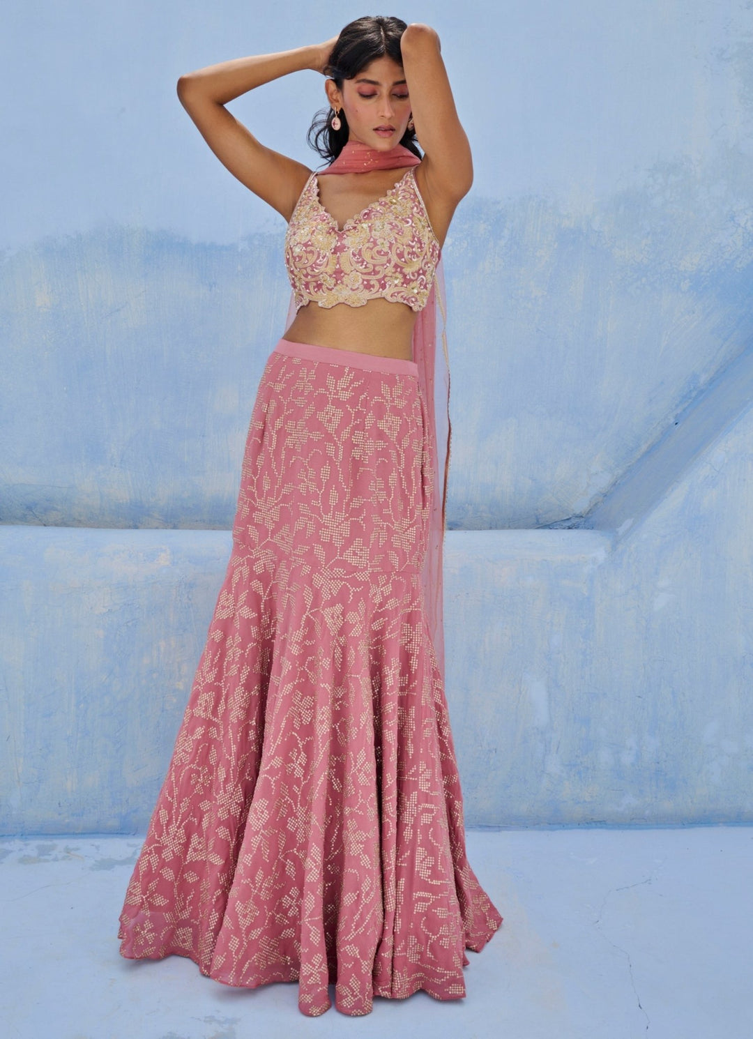Lilac Pink Georgette Lehenga Set Chamee and Palak - Fabilicious Fashion